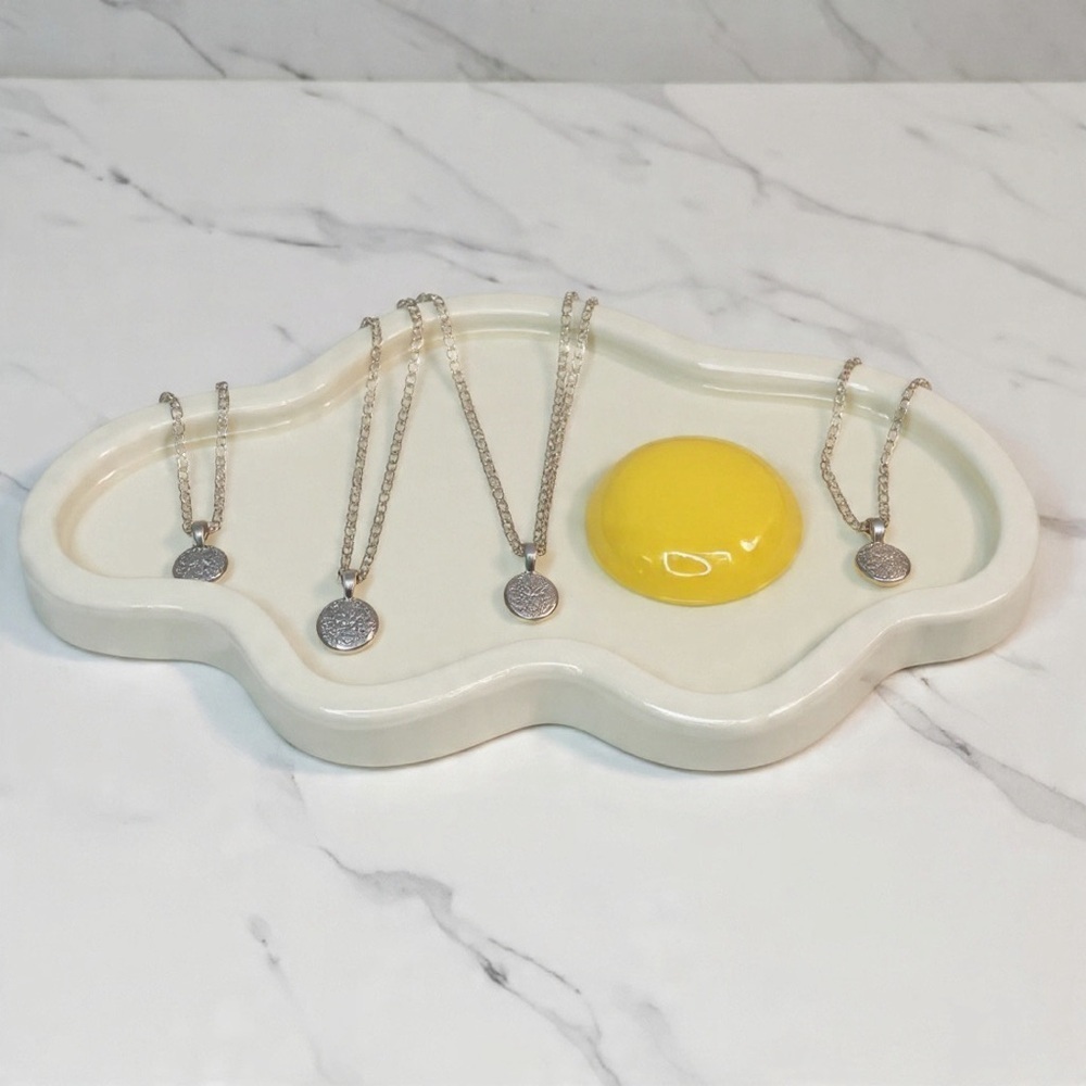 Sunny Side Up Egg Trinket Dish - Handmade - White & Yellow - Picture 9 of 10